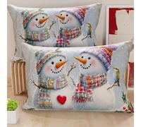 Petti Artesanos Italianos - Par de Microfibra de 50x80 cm, Fundas de Almohada Navideñas, Cojines Decorativos Navideños Dormitorio, Juego de 2 Fundas de Cojín, Funda de Almohada de Navidad 7