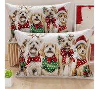 Petti Artesanos Italianos - Par de Microfibra de 50x80 cm, Fundas de Almohada Navideñas, Cojines Decorativos Navideños Dormitorio, Juego de 2 Fundas de Cojín, Funda de Almohada Navideña 9