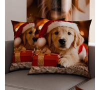 Petti Artesanos Italianos - Par de Microfibra de 60x60 cm, Fundas de Almohada Navideñas, Cojines Decorativos Navideños Dormitorio, Juego de 2 Fundas de Cojín, Funda de Almohada Navideña 15