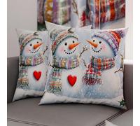 Petti Artesanos Italianos - Par de Microfibra de 60x60 cm, Fundas de Almohada Navideñas, Cojines Decorativos Navideños Dormitorio, Juego de 2 Fundas de Cojín, Funda de Almohada de Navidad 7