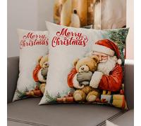 Petti Artesanos Italianos - Par de Microfibra de 80x80 cm, Fundas de Almohada Navideñas, Cojines Decorativos Navideños Dormitorio, Juego de 2 Fundas de Cojín, Funda de Almohada Navideña 12