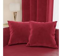 PETTI ARTIGIANI ITALIANI - 2 Cojines de Terciopelo con Relleno para Sofá y Cama, Fundas de Cojín Decorativas con Bolsillo, 50x50 cm, Burdeos