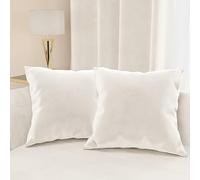 PETTI ARTIGIANI ITALIANI - 2 Cojines de Terciopelo con Relleno para Sofá y Cama, Fundas de Cojín Decorativas con Bolsillo, 50x30 cm, Blanco Leche