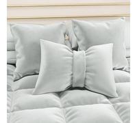 PETTI Artigiani Italiani - 2 Cojines para sofá de Terciopelo con Relleno, Fundas de cojín para Dormitorio, Cojines Decorativos con Cremallera Invisible, Cojines de Terciopelo Gris Claro de 2 Piezas -