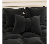 PETTI Artigiani Italiani - 2 Cojines para sofá de Terciopelo con Relleno, Fundas de cojín para Dormitorio, Cojines Decorativos con Cremallera Invisible, Cojines de Terciopelo Negro de 2 Piezas - 40 x