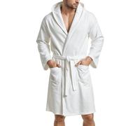PETTI Artigiani Italiani Albornoz de Microfibra Hombre y Mujer con Capucha, Bolsillos y Cinturón, Unisex Secado Rápido para Gimnasio, Piscina, Playa y Spa, Blanco, L