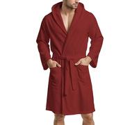 PETTI - Albornoz Hombre y Mujer 100% Microfibra, Unisex, con Capucha, Bolsillos, Cinturón, Albornoces Para Ducha, Gimnasio, Piscina, Viajes, Suave, Tallas Grandes Disponibles, Burdeos