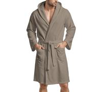 PETTI - Albornoz Hombre y Mujer 100% Microfibra, Unisex, con Capucha, Bolsillos, Cinturón, Albornoces Para Ducha, Gimnasio, Piscina, Viajes, Suave, Tallas Grandes Disponibles, Gris Pardo