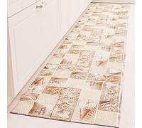 PETTI Artigiani Italiani - Alfombra de Cocina Antideslizante y Lavable de 52 x 240 cm, diseño Lidia Beige, 100% Fabricado en Italia