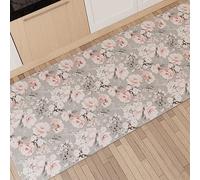 PETTI ARTIGIANI ITALIANI - Alfombra de Cocina Antideslizante y Lavable, Pasillo para Cocina, Alfombra Runner 52x80 cm Diseño Floral 17 Gris 100% Made in Italy