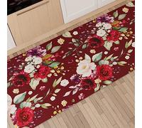 PETTI ARTIGIANI ITALIANI - Alfombra de Cocina Antideslizante y Lavable, Pasillo para Cocina, Alfombra Runner 52x80 cm Diseño Floral 07 Burdeos 100% Made in Italy