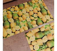 PETTI ARTIGIANI ITALIANI - Alfombra de Cocina Antideslizante y Lavable, Pasillo para Cocina, Alfombra Runner, 52x280 cm, Diseño Limones y Piña, 100% Made in Italy
