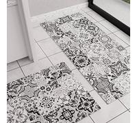 PETTI ARTIGIANI ITALIANI - Alfombra de Cocina Antideslizante y Lavable, Pasillo para Cocina, Alfombra Runner, 52x280 cm, Diseño Vietri Negro, 100% Made in Italy