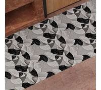 PETTI ARTIGIANI ITALIANI - Alfombra de Cocina Antideslizante y Lavable, Runner para Cocina 52x380 cm, Diseño Círculos Negro Plata