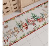 PETTI ARTIGIANI ITALIANI - Alfombra de Cocina Navideña, Pasillo para Cocina de Navidad, Antideslizante y Lavable para Cocina, Alfombra Navideña 52x280 cm Santas Land, Made in Italy