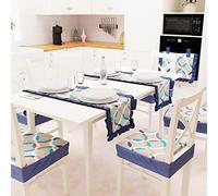 PETTI Artigiani Italiani Camino de Mesa, Algodón, Círculo Azul, 1pz Runner Tavola 40x140 cm