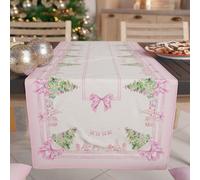 PETTI Artigiani Italiani - Camino de Mesa Navideño 140x40 cm, Camino de Mesa Navidad para Cocina, Decoración Navideña para Mesa, Camino de Mesa Elegante Gnomo Rosa, 100%