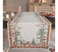 Petti Artigiani Italiani - Camino de Mesa navideño para Cocina 140 x 40 cm, Camino de Mesa navideño Elegante Santas Land, 100% Made in Itay