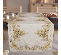 Petti Artigiani Italiani - Camino de Mesa navideño para Cocina 140 x 40 cm, Camino de Mesa navideño Elegante Xmas Gold, 100% Made in Itay