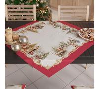 PETTI Artigiani Italiani - Centro de Mesa Navideño 90x90 cm, Decoración Navideña para Mesa, Centro de Mesa Cocina Navidad, Camino de Mesa Vintage Xmas, 100%