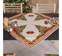 PETTI Artigiani Italiani - Centro de Mesa Navideño 90x90 cm, Decoración Navideña para Mesa, Centro de Mesa Cocina Navidad, Camino de Mesa Cascanueces Rojo, 100%