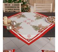 PETTI Artigiani Italiani - Centro de Mesa Navideño 90x90 cm, Decoración Navideña para Mesa, Centro de Mesa Cocina Navidad, Camino de Mesa Osito, 100%