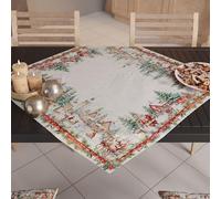 Petti Artigiani Italiani - Centro de Mesa navideño para Mesa de Cocina, Camino de Mesa 90 x 90 cm, Centro de Mesa Santas Land, 100% Made in Itay