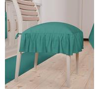 PETTI ARTIGIANI ITALIANI - Cojines de algodón para sillas con Volantes - Fundas de Color Liso con Lazos, Juego de 6, 40x40 cm, Verde Aguamarina