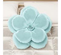Petti Artigiani Italiani - Cojines Flor de Terciopelo con Relleno, Fundas de cojín de Dormitorio, Cojines Decorativos con Forma de Flor, Cojines de Terciopelo Azul Celeste, 1 Unidad - Diámetro 50 cm