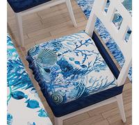 PETTI Artigiani Italiani - Cojines para Silla de Cocina con elástico de 2 Piezas, Fundas de cojín de Microfibra con elástico 40 x 40 cm - Juego de 2 diseños Coral Azul 100% Made in Italy