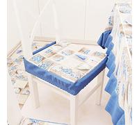 PETTI Artigiani Italiani - Cojines para Silla de Cocina con elástico de 2 Piezas, Fundas de cojín para Silla de algodón con elástico de 40 x 40 cm - Juego de 2 diseños Lidia Azul 100% Made in Italy