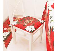 PETTI Artigiani Italiani - Cojines para Silla de Cocina navideños, Cojines para Silla de 4 Puntos Juego de 6 Piezas, Fundas de Cojines de Microfibra con Lazos, diseño Floral, 100% Fabricado en Italia