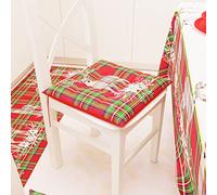 PETTI Artigiani Italiani - Cojines para silla de cocina navideños, cojines para silla de 4 puntos Juego de 6 piezas, fundas de cojín de microfibra con lazos, diseño de reno beige, 100% fabricado en Italia