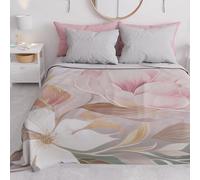 PETTI ARTIGIANI ITALIANI - Colcha Cama 160x250 cm Microfibra, Primavera Verano, Colchas Bouti Modernas, Edredón Cubrecama Individual, Floral Rosa Claro, 100% Made in Italy