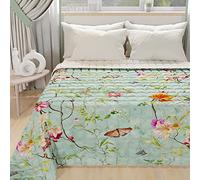 PETTI ARTIGIANI ITALIANI - Colcha Cama 170x260 cm Microfibra, Primavera Verano, Edredón Cubrecama Individual, Colchas Bouti Modernas, Spring Aguamarina, 100% Made in Italy