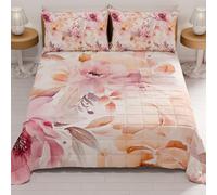 PETTI ARTIGIANI ITALIANI - Colcha Cama 170x260 cm Microfibra, Primavera Verano, Edredón Cubrecama Individual, Colchas Bouti Modernas, Floral 2, 100% Made in Italy