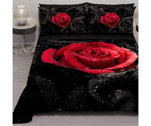 PETTI ARTIGIANI ITALIANI - Colcha Cama 170x260 cm Microfibra, Primavera Verano, Edredón Cubrecama Individual, Colchas Bouti Modernas, Black Roses, 100% Made in Italy
