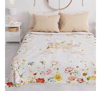 PETTI ARTIGIANI ITALIANI - Colcha Cama 220x250 cm Microfibra, Primavera Verano, Colchas Bouti Modernas, Edredón Cubrecama Ligero Doble, Individual y Media, Floral Beige 100% Made in Italy