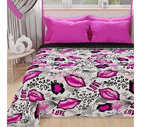 PETTI ARTIGIANI ITALIANI - Colcha Cama 220x260 cm Microfibra, Primavera Verano, Edredón Cubrecama una Plaza y Media, Colchas Bouti Modernas, Lipstick Blanco, 100% Made in Italy