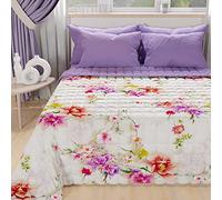 PETTI ARTIGIANI ITALIANI - Colcha Cama 220x260 cm Microfibra, Primavera Verano, Edredón Cubrecama una Plaza y Media, Colchas Bouti Modernas, Spring Blanco, 100% Made in Italy