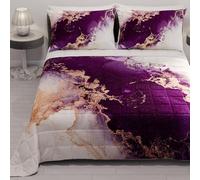 PETTI ARTIGIANI ITALIANI - Colcha Cama 220x260 cm Microfibra, Primavera Verano, Edredón Cubrecama una Plaza y Media, Colchas Bouti Modernas, Mármol Violeta, 100% Made in Italy