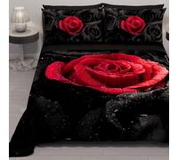 PETTI ARTIGIANI ITALIANI - Colcha Cama 220x260 cm Microfibra, Primavera Verano, Edredón Cubrecama una Plaza y Media, Colchas Bouti Modernas, Black Roses, 100% Made in Italy