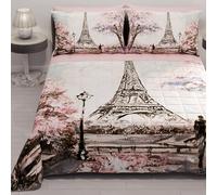 PETTI ARTIGIANI ITALIANI - Colcha Cama 220x260 cm Microfibra, Primavera Verano, Edredón Cubrecama una Plaza y Media, Colchas Bouti Modernas, Paris, 100% Made in Italy