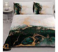 PETTI ARTIGIANI ITALIANI - Colcha Cama 220x260 cm Microfibra, Primavera Verano, Edredón Cubrecama una Plaza y Media, Colchas Bouti Modernas, Mármol Esmeralda, 100% Made in Italy