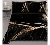 PETTI ARTIGIANI ITALIANI - Colcha Cama 220x260 cm Microfibra, Primavera Verano, Edredón Cubrecama una Plaza y Media, Colchas Bouti Modernas, Mármol Negro, 100% Made in Italy