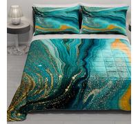 PETTI ARTIGIANI ITALIANI - Colcha Cama 220x260 cm Microfibra, Primavera Verano, Edredón Cubrecama una Plaza y Media, Colchas Bouti Modernas, Mármol Verde, 100% Made in Italy