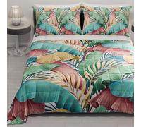PETTI ARTIGIANI ITALIANI - Colcha Cama 220x260 cm Microfibra, Primavera Verano, Edredón Cubrecama una Plaza y Media, Colchas Bouti Modernas, Tropical, 100% Made in Italy