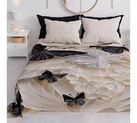PETTI ARTIGIANI ITALIANI - Colcha Cama 260x250 cm Microfibra, Primavera Verano, Colchas Bouti Modernas, Edredón Cubrecama Doble, Mariposa Blanco Negro, 100% Made in Italy
