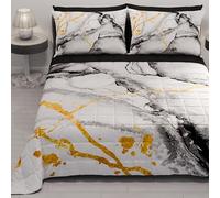 PETTI ARTIGIANI ITALIANI - Colcha Cama 270x260 cm Microfibra, Primavera Verano, Edredón Cubrecama Doble, Colchas Bouti Modernas, Mármol Gris Claro, 100% Made in Italy