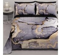 PETTI ARTIGIANI ITALIANI - Colcha Cama 270x260 cm Microfibra, Primavera Verano, Edredón Cubrecama Doble, Colchas Bouti Modernas, Mármol Gris Oscuro, 100% Made in Italy